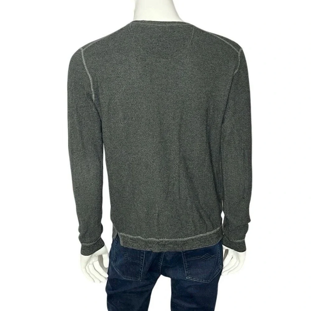 Tommy Bahama Sweater‎ Mens Large Gray Cotton Textured V-Neck Long Sleeve EUC